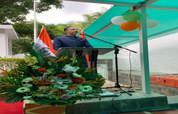 Ambassador Abhishek Singh read excerpts from the speech of Hon'ble Rashtrapati ji delivered on the eve of the Independence Day of India